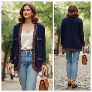 Jeffrey & Dara Vintage 90s Bohemian Dark Academia Eclectic Grandma Knit Cardigan